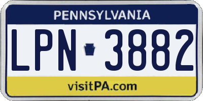PA license plate LPN3882