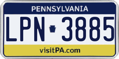 PA license plate LPN3885
