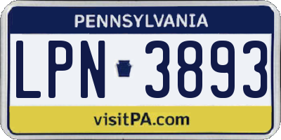 PA license plate LPN3893