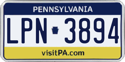 PA license plate LPN3894