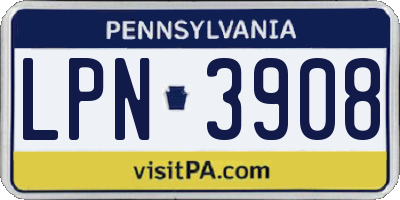PA license plate LPN3908