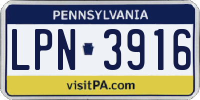 PA license plate LPN3916
