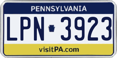 PA license plate LPN3923