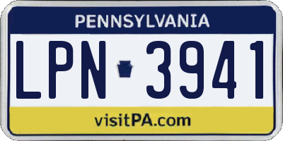 PA license plate LPN3941
