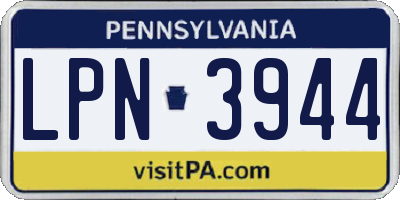 PA license plate LPN3944