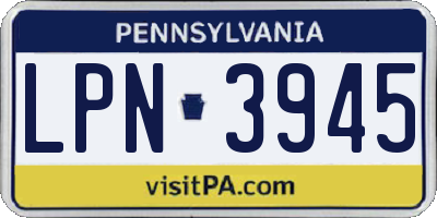 PA license plate LPN3945