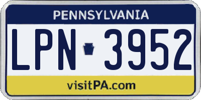 PA license plate LPN3952