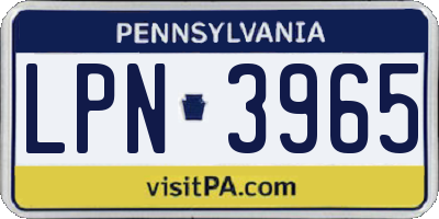 PA license plate LPN3965