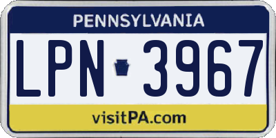 PA license plate LPN3967