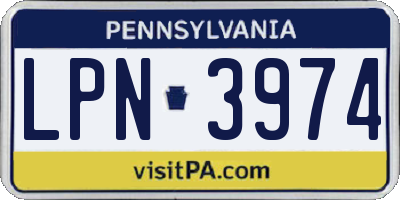 PA license plate LPN3974