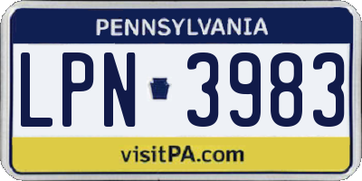 PA license plate LPN3983