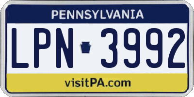 PA license plate LPN3992