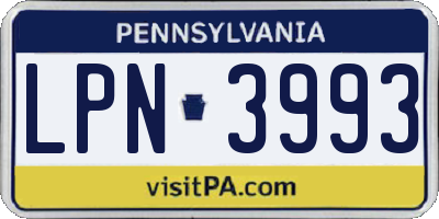 PA license plate LPN3993