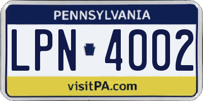 PA license plate LPN4002