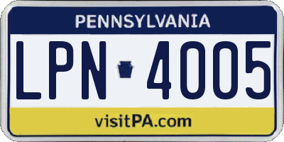 PA license plate LPN4005