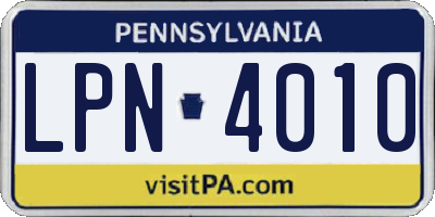 PA license plate LPN4010