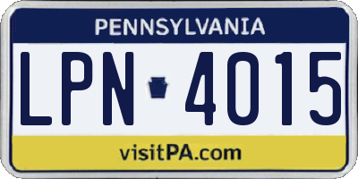 PA license plate LPN4015