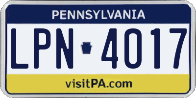 PA license plate LPN4017