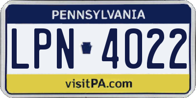 PA license plate LPN4022
