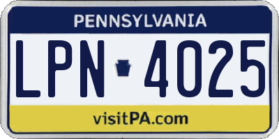 PA license plate LPN4025