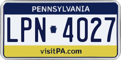 PA license plate LPN4027