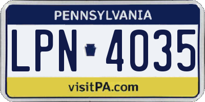 PA license plate LPN4035