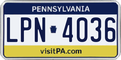 PA license plate LPN4036