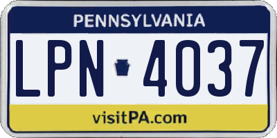 PA license plate LPN4037