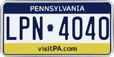 PA license plate LPN4040
