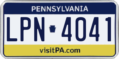 PA license plate LPN4041