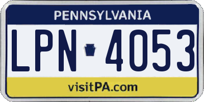PA license plate LPN4053