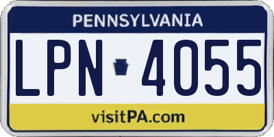 PA license plate LPN4055