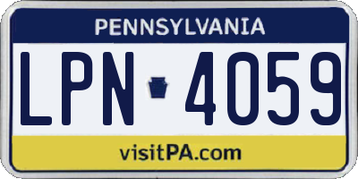 PA license plate LPN4059