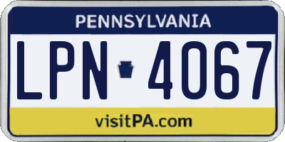 PA license plate LPN4067