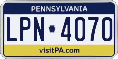 PA license plate LPN4070
