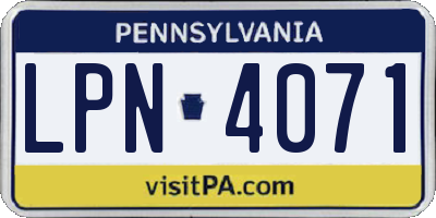 PA license plate LPN4071