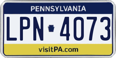 PA license plate LPN4073
