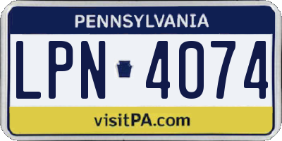 PA license plate LPN4074