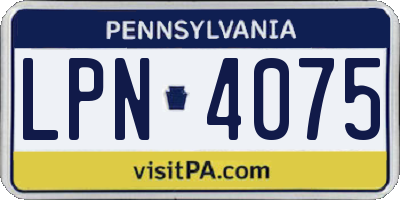 PA license plate LPN4075