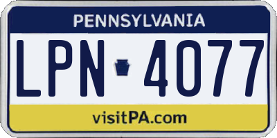 PA license plate LPN4077