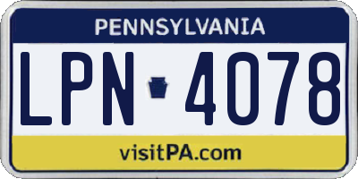 PA license plate LPN4078