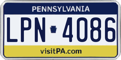 PA license plate LPN4086