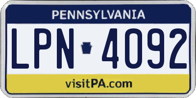 PA license plate LPN4092