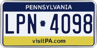 PA license plate LPN4098