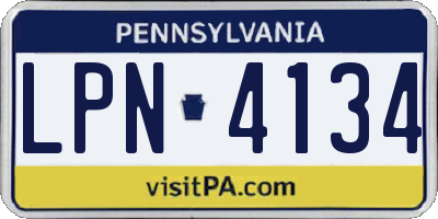 PA license plate LPN4134