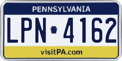 PA license plate LPN4162