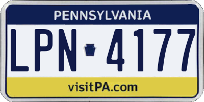 PA license plate LPN4177