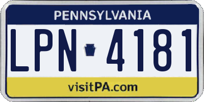 PA license plate LPN4181