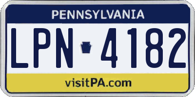 PA license plate LPN4182