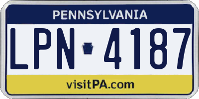 PA license plate LPN4187